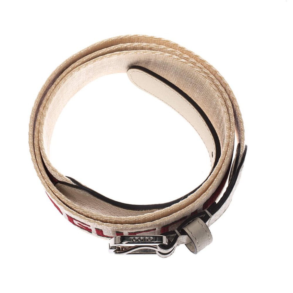 Gucci Logo Fabric Belt with Web in White - Picture 3 of 4